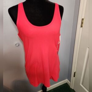 No Boundaries Size XL(15-17) Super Soft Fitted Hot Pink Scoop Tank Melon Delight